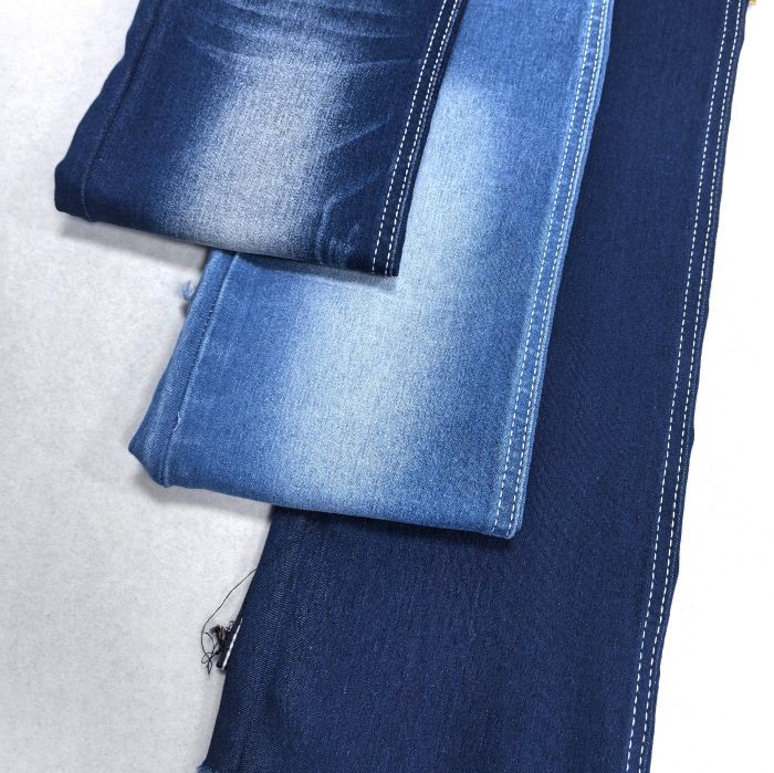 9OZ Stretch Elasticity Indigo Satin Denim Fabric For Lady Shrinkage Proof