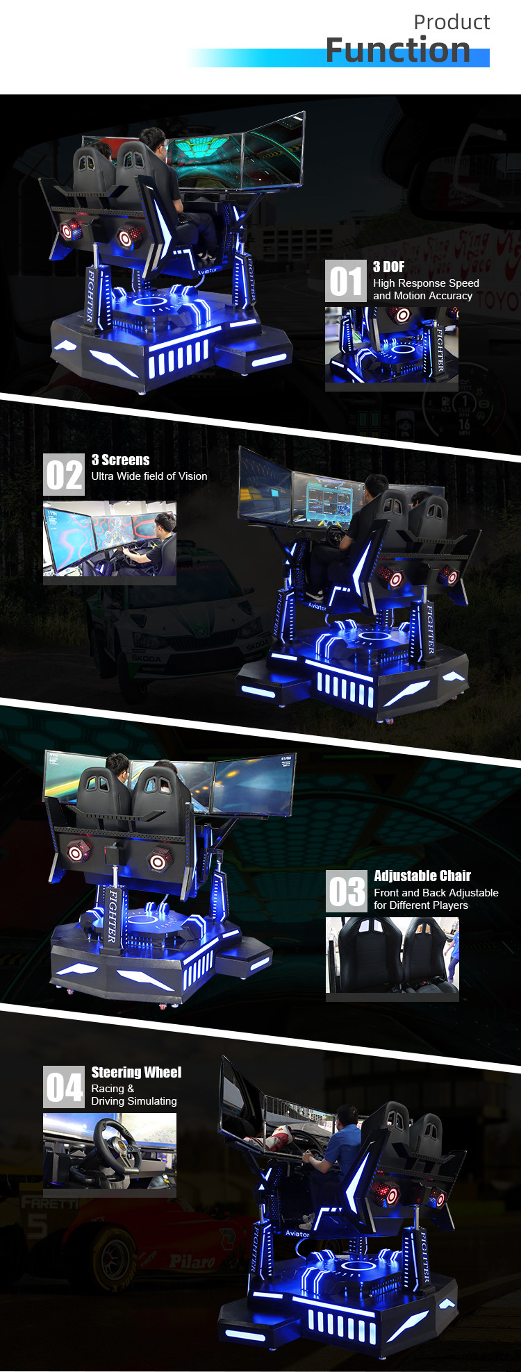 Shopping Mall 3 Screen Racing Simulator Cockpit Car Training
