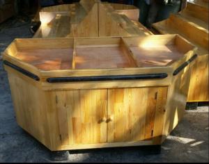 Wholesale Pinewood Vegetable Wood Storage Rack For Hypermarket / Fruit Display Stand For Supermarket from china suppliers