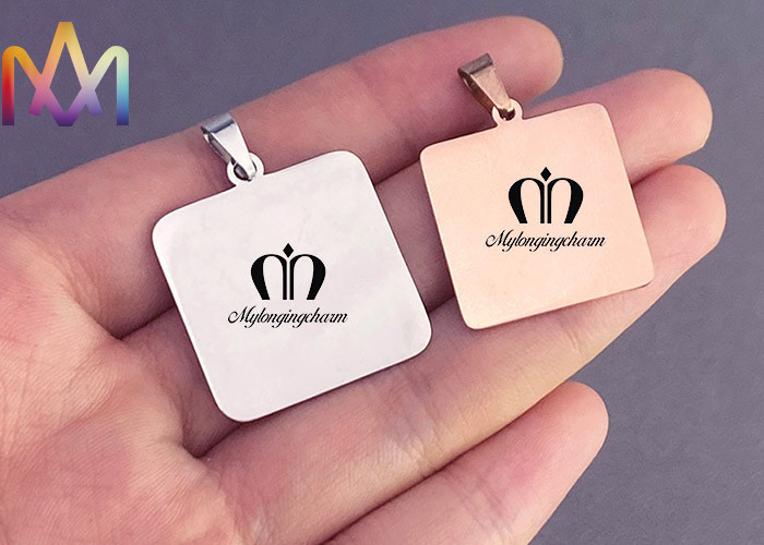 SS304 Polished Rectangle Dangle Custom Engraving Charms