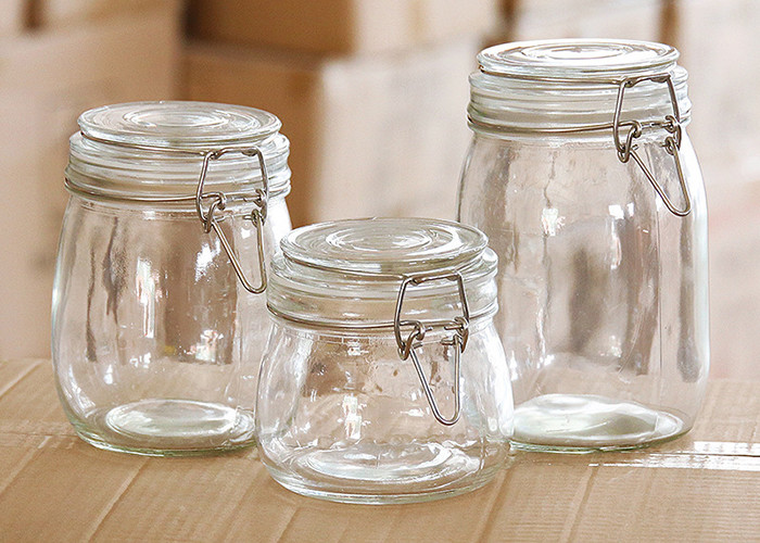 Clear Airtight Glass Jars With Steel Locking Lid Transparent Color