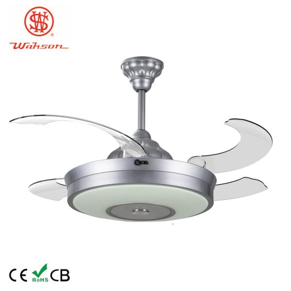 6000K 3600lm Fancy Ceiling Fan Lights Silver Collapsible Ceiling Fan With Pop