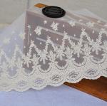 Beige Floral Embroidery Mesh Lace Ribbon Trim , Cotton Nylon Tulle Lace Trim