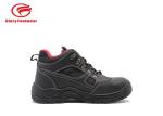 Split Breathable Mens Leather Steel Toe Boots Cow Leather With Red Mesh Anti