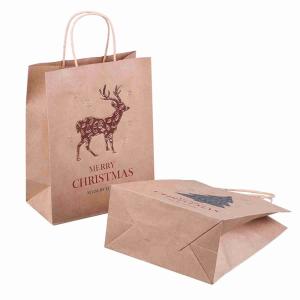 Wholesale ROHS Christmas Brown Paper Grocery Bags Bulk Paper Bags With Handles CMYK printing from china suppliers