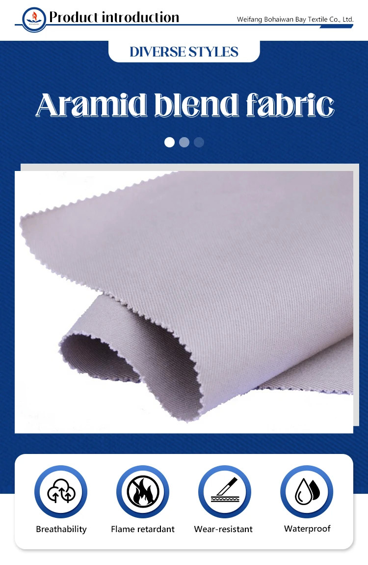 Flame Retardant Nomex Aramid Fabric 93/5/2 Meta Aramid / Para-Aramid / Antistatic Blended
