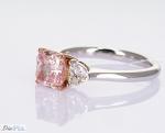 1.76CT Synthetic Cherry Pink CVD Diamond Rings Cushion Cut Set In 18k White Gold