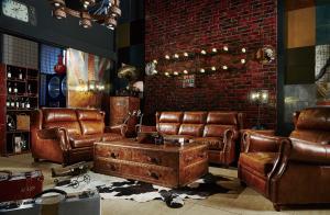 Wholesale Modern Brown Leather Sectional Sofas , Tan Soft Leather Couch High Back Cushion from china suppliers