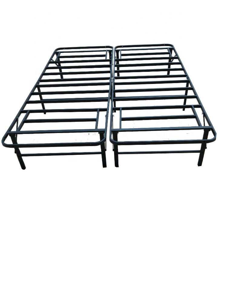 Hotel Queen Size Metal Folding Bed Frame with Storage Space in Coastal Design Style