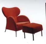 Metal Foot Leisure Chair Ottoman Fabric Upholstered Modern Chaise Lounge Chair