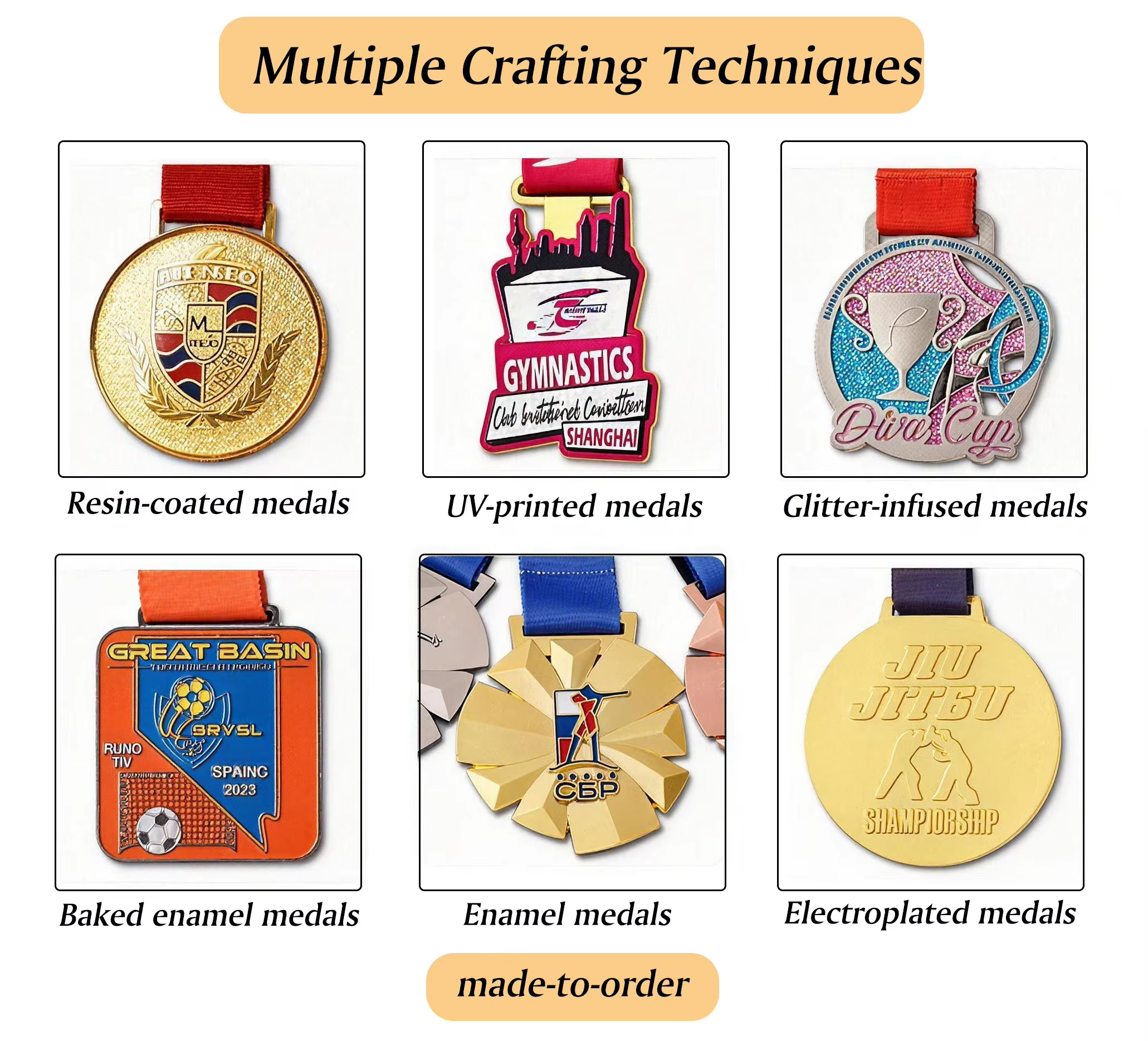 Custom Shape Gold Silver Copper Painted Race Medals with Zinc Alloy Material for Sports Awards