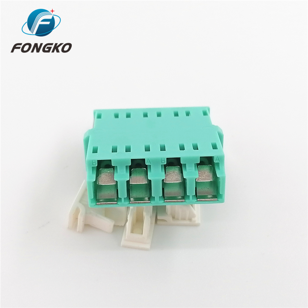 Duplex LC OM3 Plastic Optical Fiber Adapter with Metal Shutter Flangeless