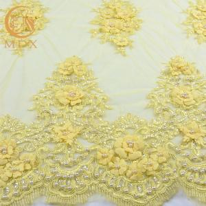 Wholesale Classic Clothing 3D Embroidered Floral Lace Beaded 135cm Width 80％ Nylon from china suppliers