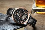 Brand KINYUED Mechanical mens watch luxury luminous moon phase skeleton watch