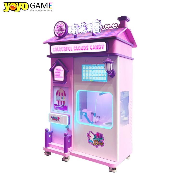 New Vending Machine 2024 Professional Intelligent Automatic Cotton Candy Vending Machine With Advertising Screen