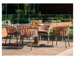 Wholesale Villa Terrace Furniture Set Rattan Dining Table And Aluminium Chairs Fashion Style from china suppliers