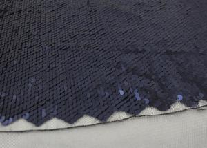 Wholesale Navy Sequin Mesh Fabric , Embroidered Lace Fabric By The Yard For Evening Dresses from china suppliers