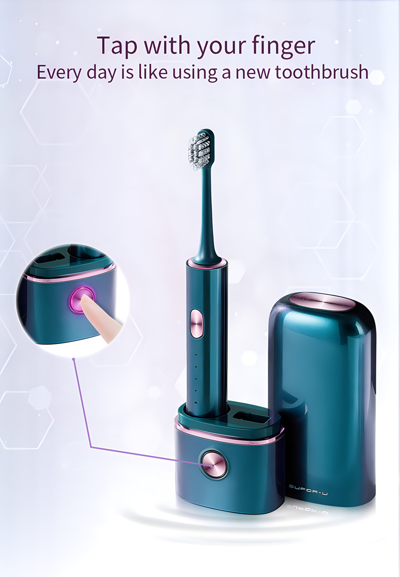 Competitive Price UV 360 Disinfection Cup Sonic Electric Toothbrush With IPX7 DuPont Brush Heads