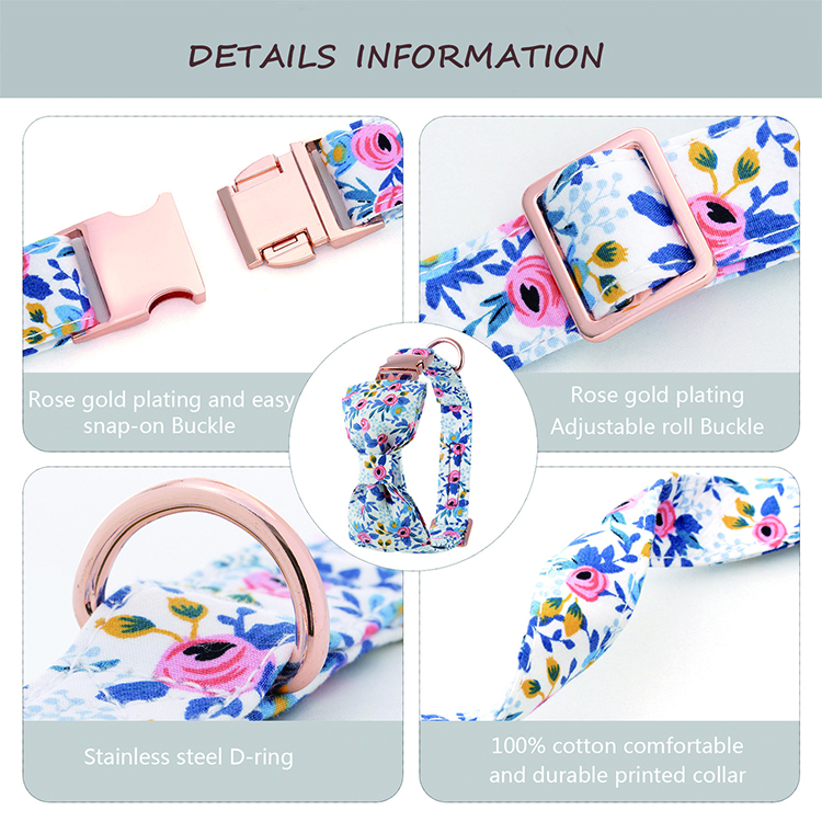 Unique Style Pet Collar Leash Adjustable Nylon Cute Floral Pattern