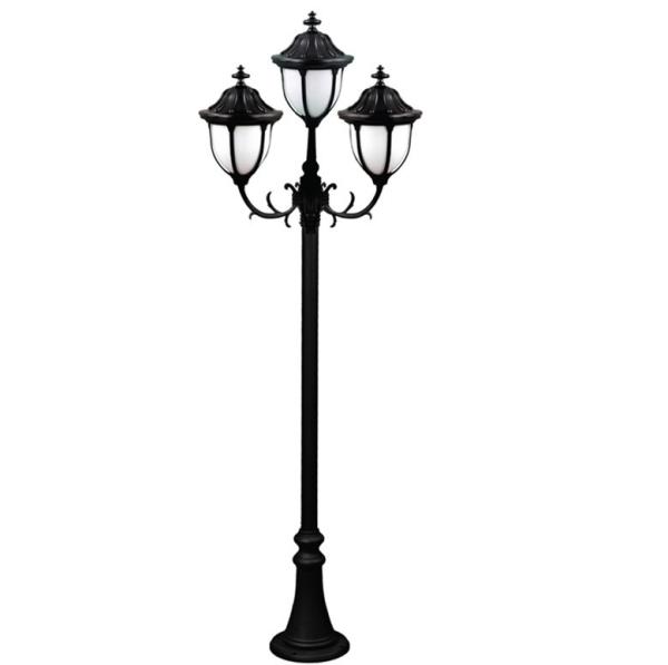 Antique European Triple Head Cast Iron Lamp Post Anti Corrosion For Park