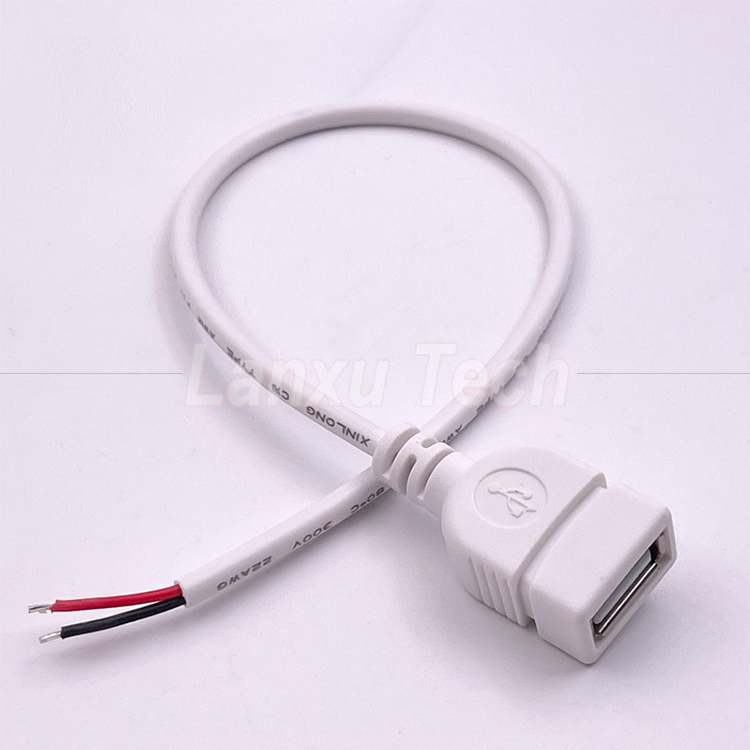 5V White USB Female to Open Bare Wires Pigtail End Cable for LED Strip