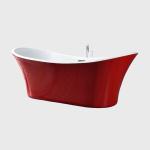 Full Body Soaking Red Acrylic Slipper Bathtub Free Standing For Bathroom 1800mm