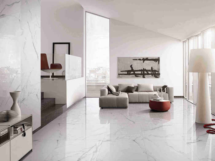 12mm Thickness Marble Look Porcelain Tile / Ceramic Marble Floor Tiles
