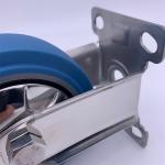 Blue TPR Thermoplastic Tread Rigid Stainless Caster Wheels 3 Inch 75mm