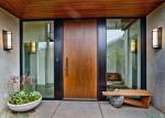 Simple Single Solid Oak Front Doors With Glass , Main Wooden Door Designs For