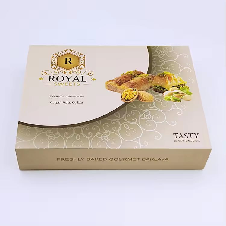 Excellent Service Custom Slide Open Sweet Gold Paperboard Boxes Packaging for Baklava