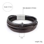 New Stainless Steel Leather Men's Leather Bracelet, European and American Trendy