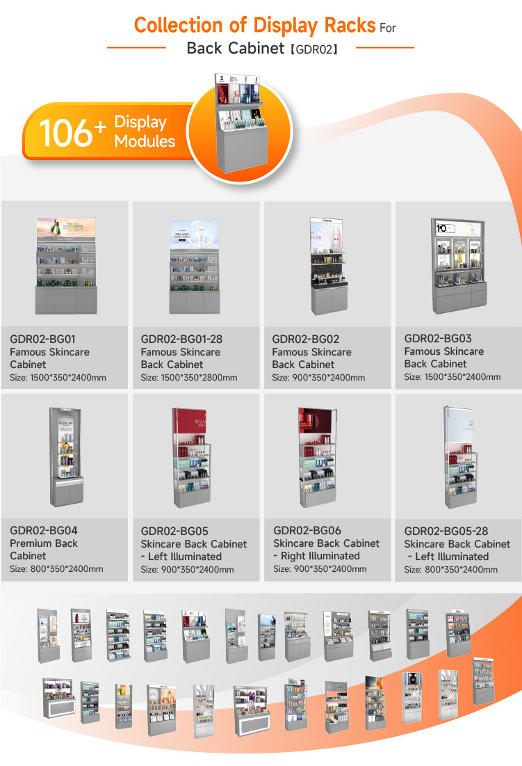 Perfume Store Cabinet Grey Wooden Laminated Display Cabinet For Branded Store Display Furniture And Luxury Shop Design