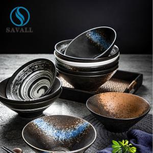 Wholesale Funnel Shaped Black Porcelain Dinnerware Vintage Porcelain Bowls 600ML 800ML from china suppliers