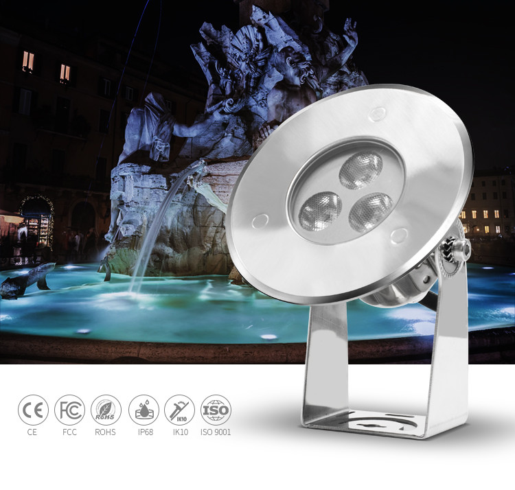 Low Voltage Spa Underwater LED Spotlights 12v RGB Color Colorful 5W Aluminum Body