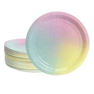 Wholesale HM20926 Rainbow Gradient Round Trendables Disposable Paper Plates Dinner Size from china suppliers
