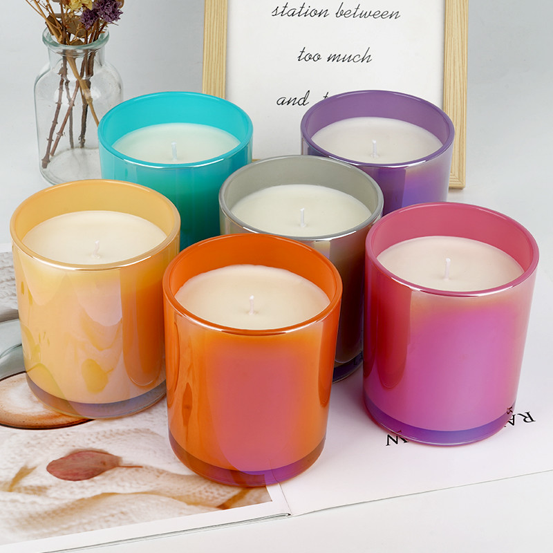 Private Label Custom Glass Jar Scented Candle Luxury Pearlized Electroplate Candle