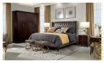 Light luxury bedroom furniture set of Leather headboard bed with Stainlesss