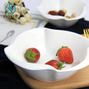 Wholesale LFGB Salad Irregular Plain Pure White Porcelain Bowls Custom Logo from china suppliers