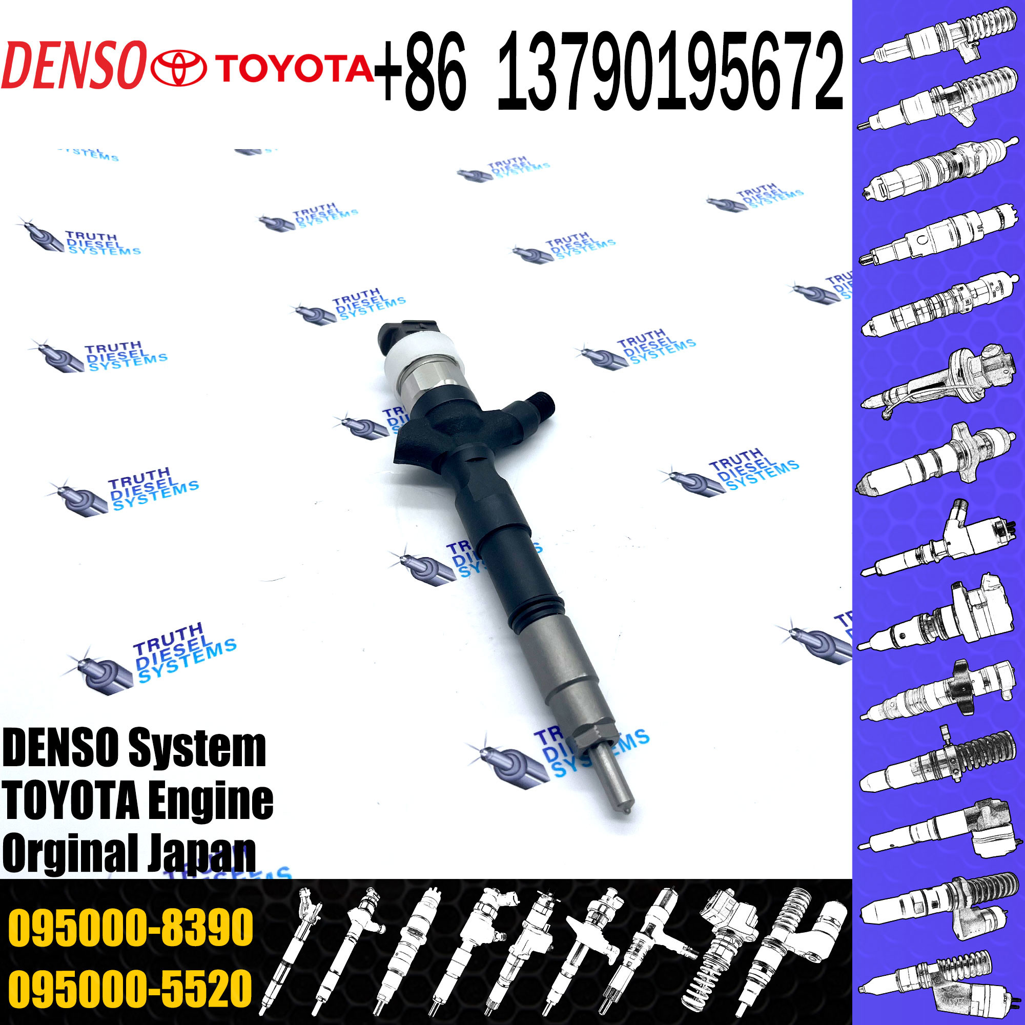 High Quality Diesel Fuel Injector Nozzle 23670-30280 Common Rail Injector 095000-8390