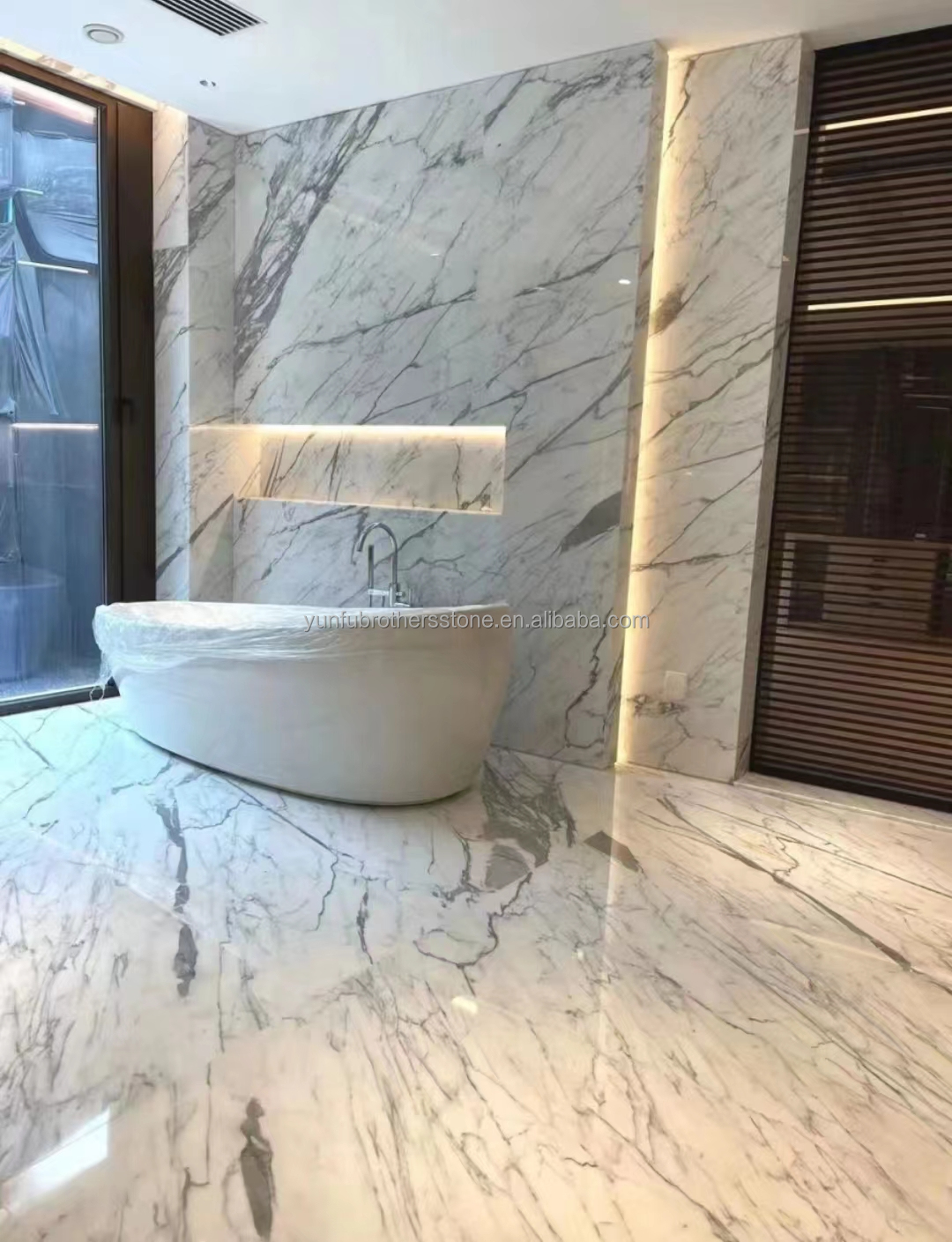 Polished Natural Statuario White Marble Big Slab for Italian Flooring and Wall Tiles
