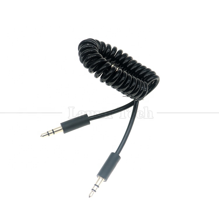 Spring Coiled Male to Male 3.5mm Jack Aux Stereo Audio Extension Cable