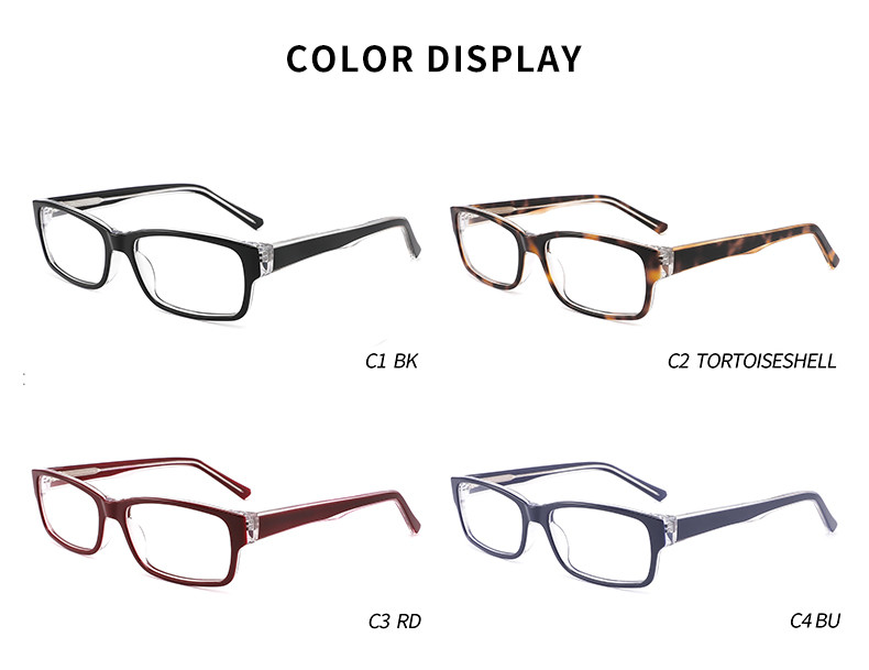 Black Rectangle Frame Glasses Acetate Optical Prescription OEM