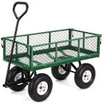 Garden Hand Trolley 3.50-4 Pneumatic 4 Wheel Platform Tool Cart for Home Garden