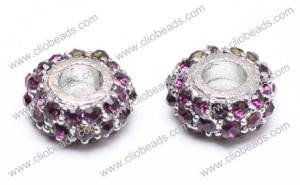 Wholesale Pink Large Hole Crystal Pave Alloy Rondelles AL16166 Jewelry Beads Findings from china suppliers