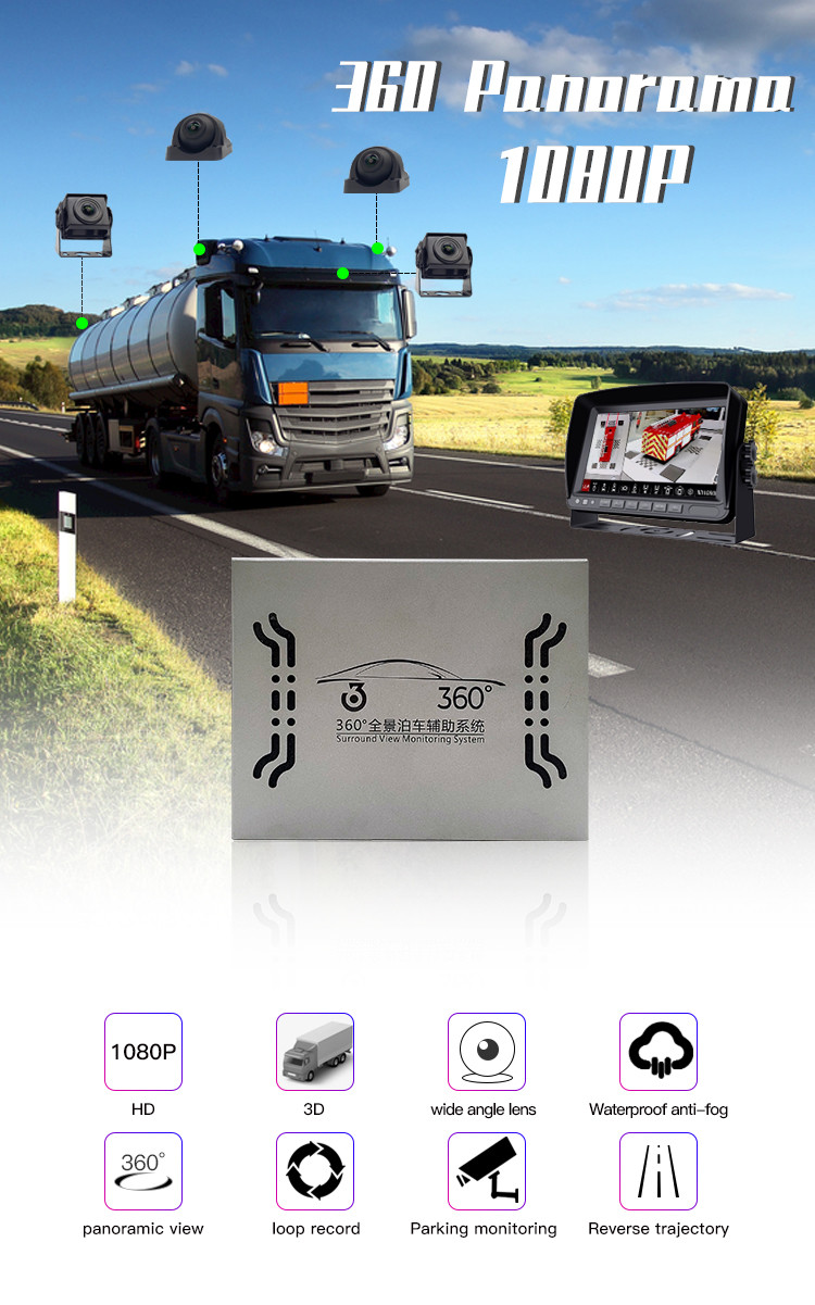 360 Degree Car Night Vision Reversing Camera 7 Inch TFT LCD Split Monitor