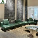 1800*1000mm Hotel Lobby Furniture Home Office Luxury Green Leather Modular Sofa