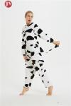Thick Warm Flannel Adult Cow Onesie For Halloween Cosplay Super Soft Thermal