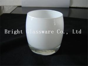 Wholesale clear white blown glass candle holder for hotel decoration from china suppliers