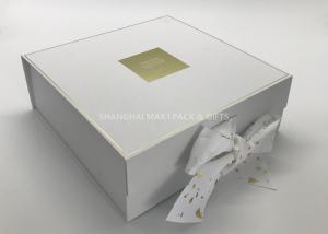 Wholesale Small / Big Plain White Cardboard Gift Boxes With Lids Ribbon Bow Gold Foil Hot Stamping from china suppliers