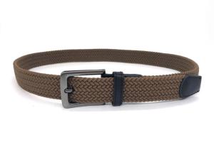 Wholesale Brown Mens Leather Trimming Braided Stretch Belts Zinc Alloy Buckle from china suppliers